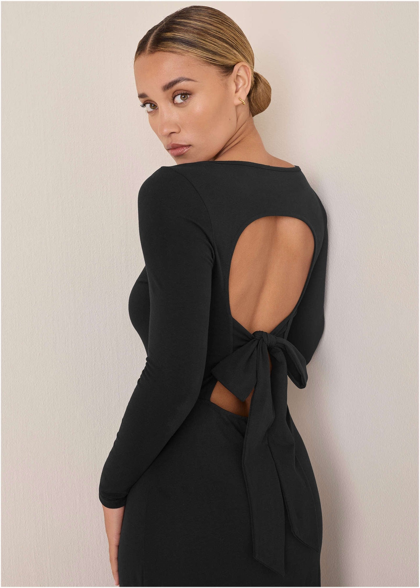 Open Back Maxi Dress - Jet Black | Venus Great Deal