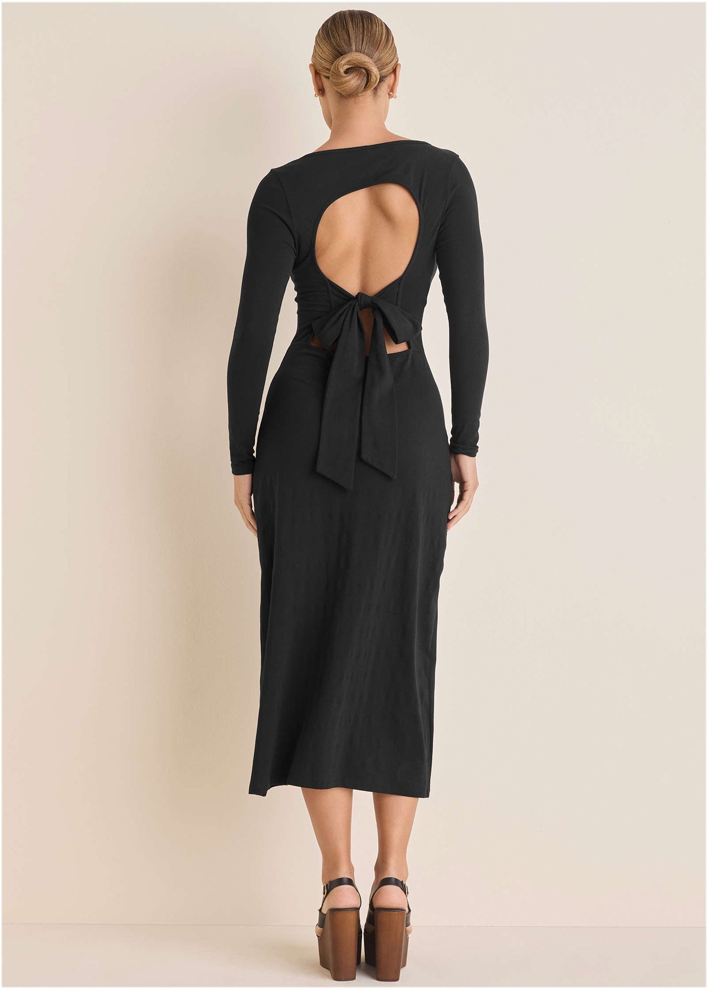 Open Back Maxi Dress - Jet Black | Venus Great Deal