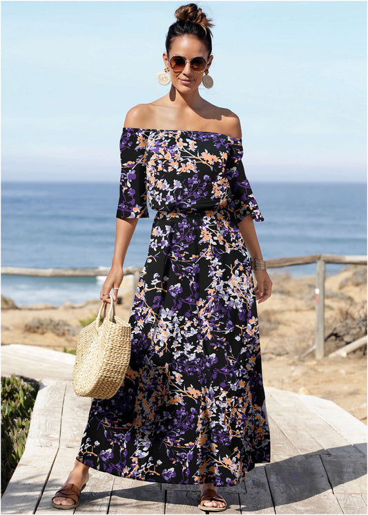 Purple Off the Shoulder Maxi Dress | VENUS | Venus Featured
