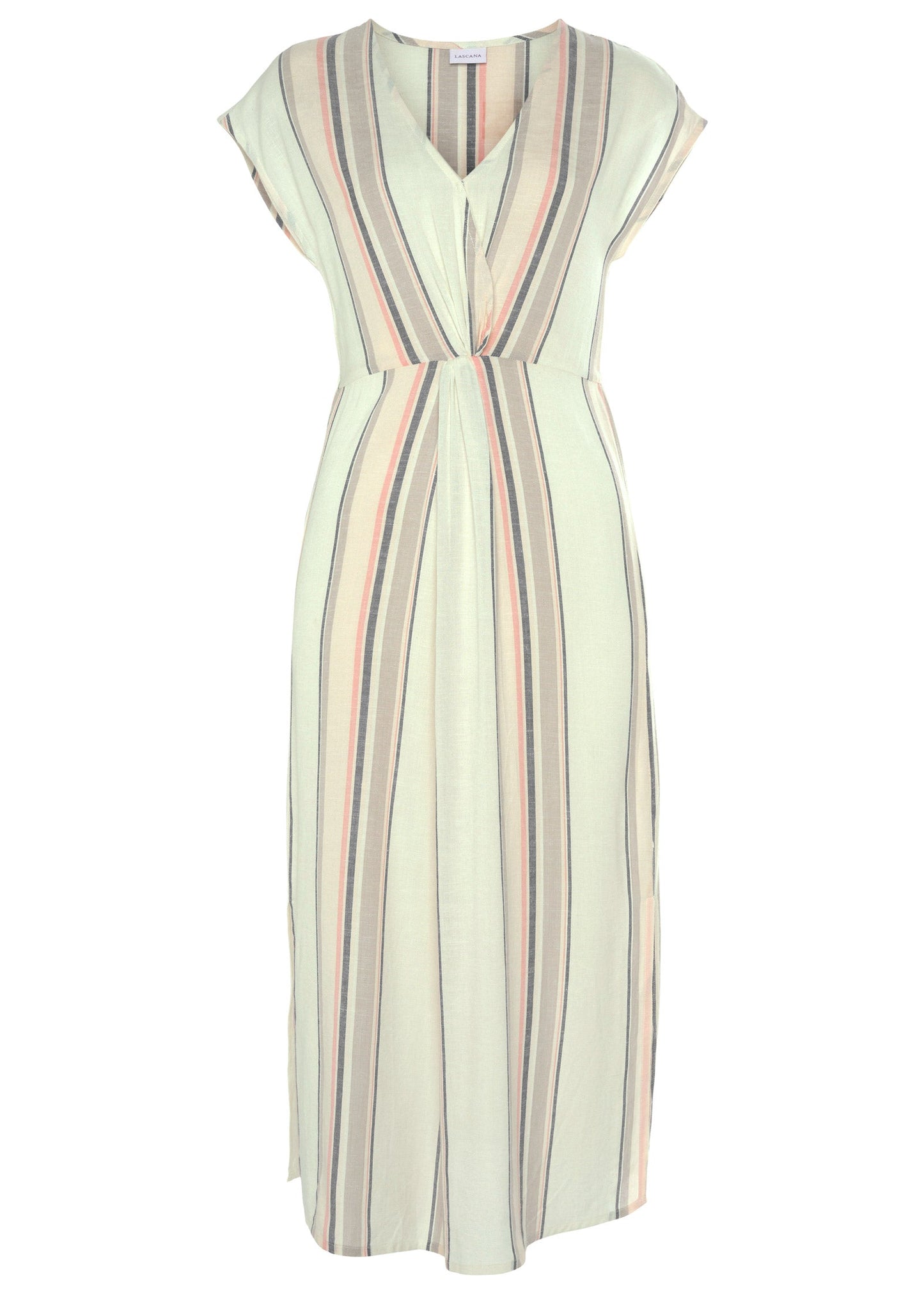 V-Neck Faux-Wrap Dress - White Multi | Venus Popular Choice
