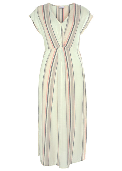 V-Neck Faux-Wrap Dress - White Multi | Venus Popular Choice