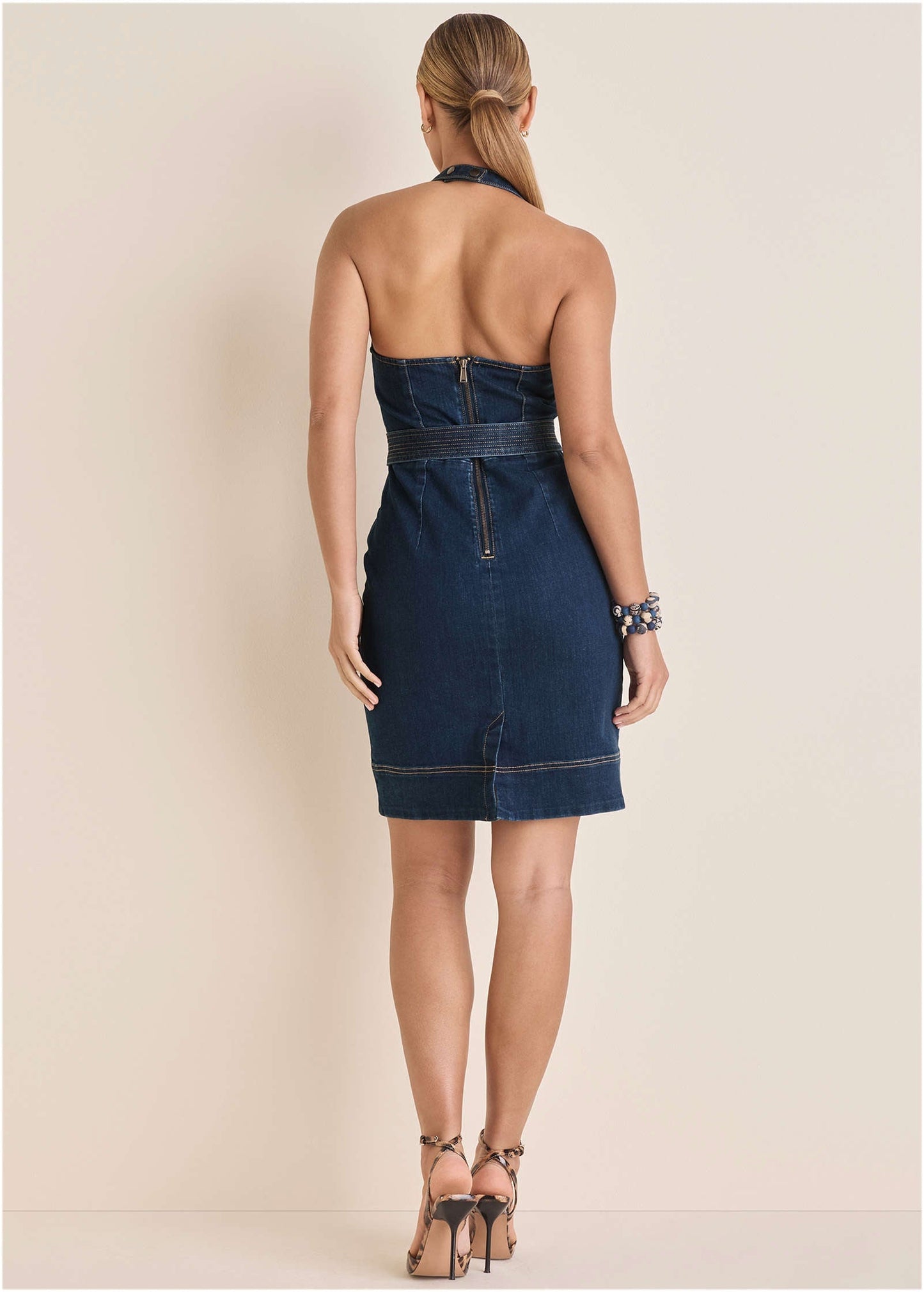 Denim Halter Dress - Dark Wash | Venus Best Seller