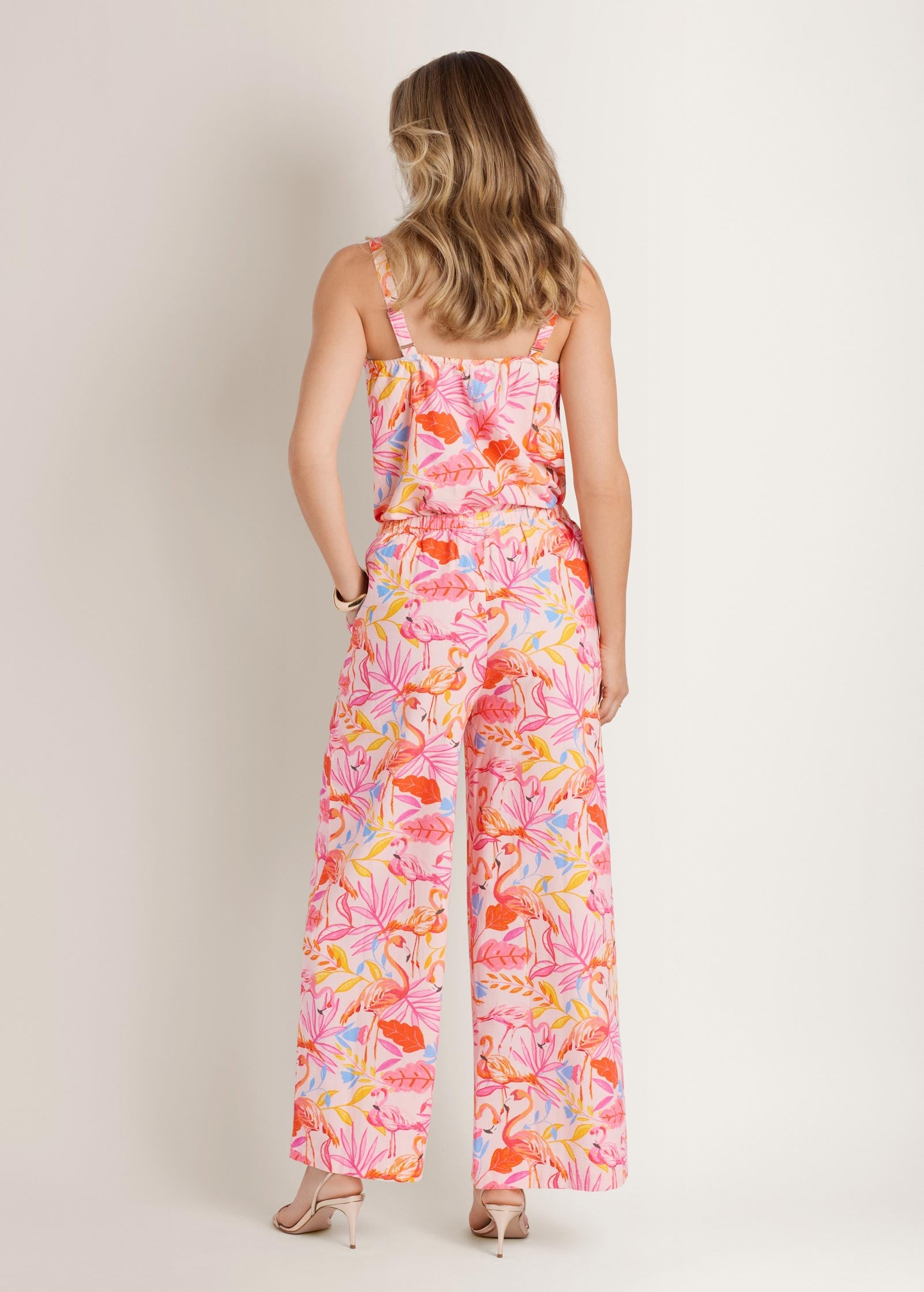 Wide Leg Linen Pant Flamingo Summer | Venus Cost Saving