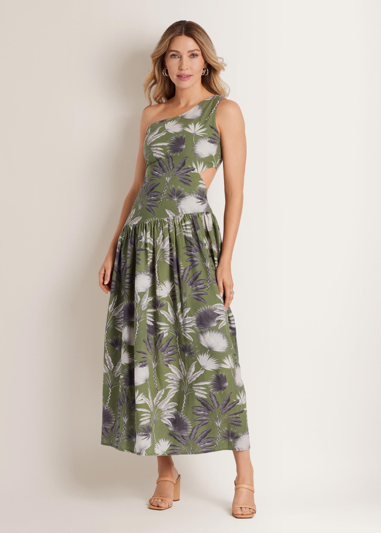 Linen Cutout Maxi Dress Palm Oasis | Venus Great Deal