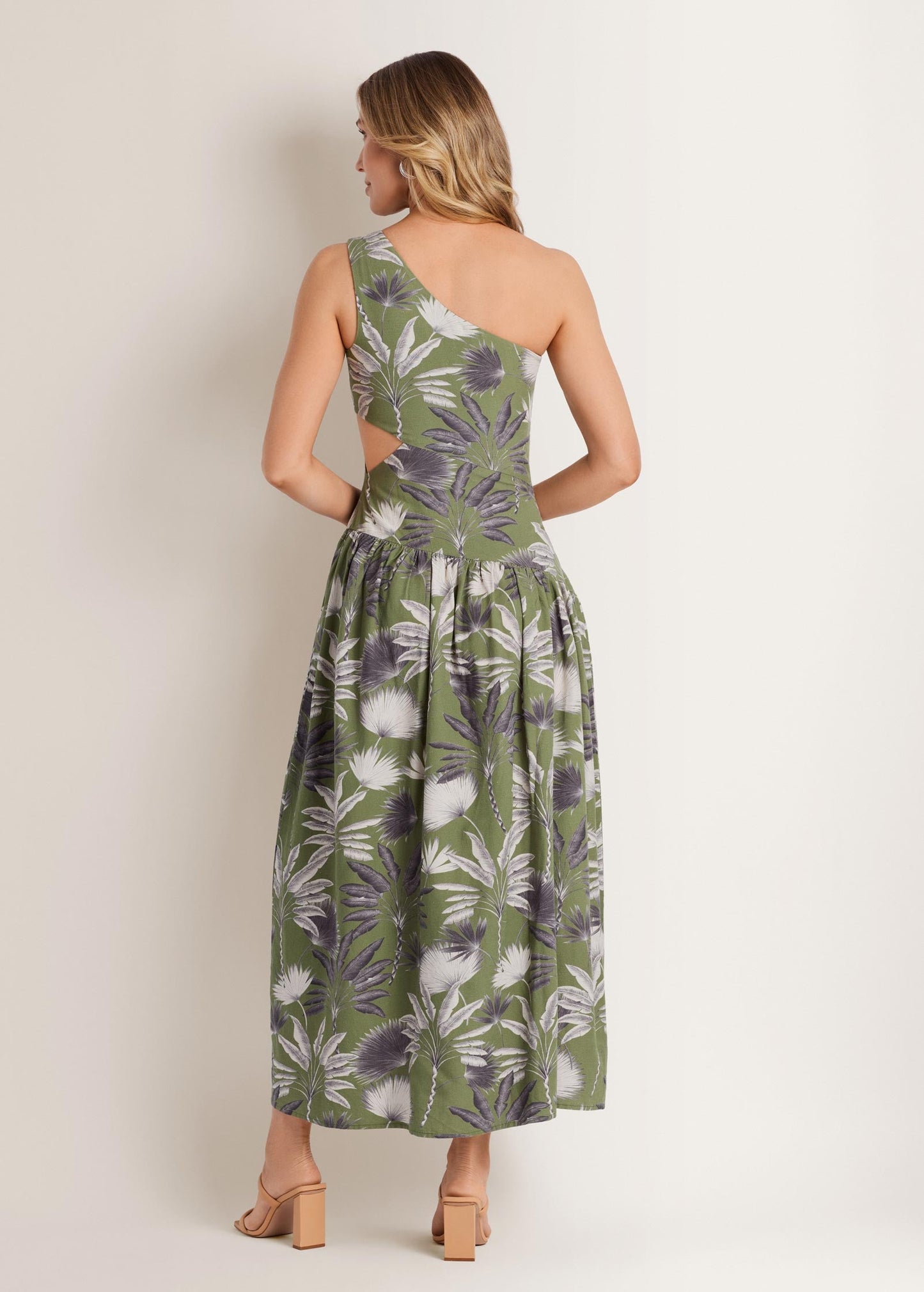 Linen Cutout Maxi Dress Palm Oasis | Venus Great Deal
