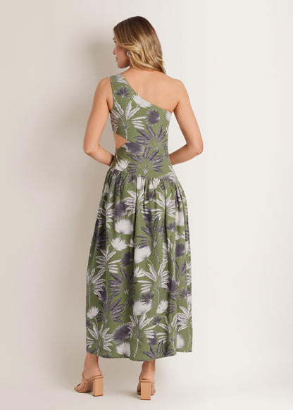 Linen Cutout Maxi Dress Palm Oasis | Venus Great Deal