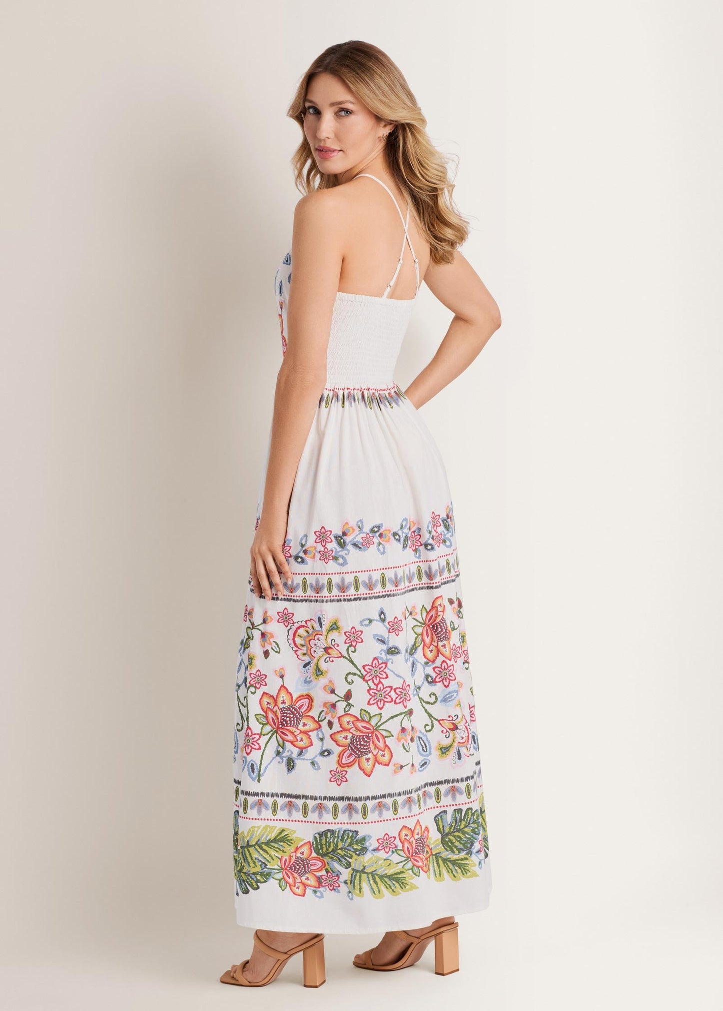 Printed Linen Maxi Dress Hothouse Botancial Border | Venus Featured