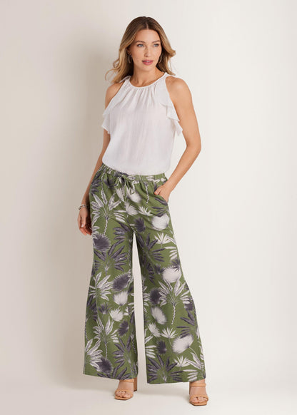 Wide Leg Linen Pant Palm Oasis | Venus Popular Choice