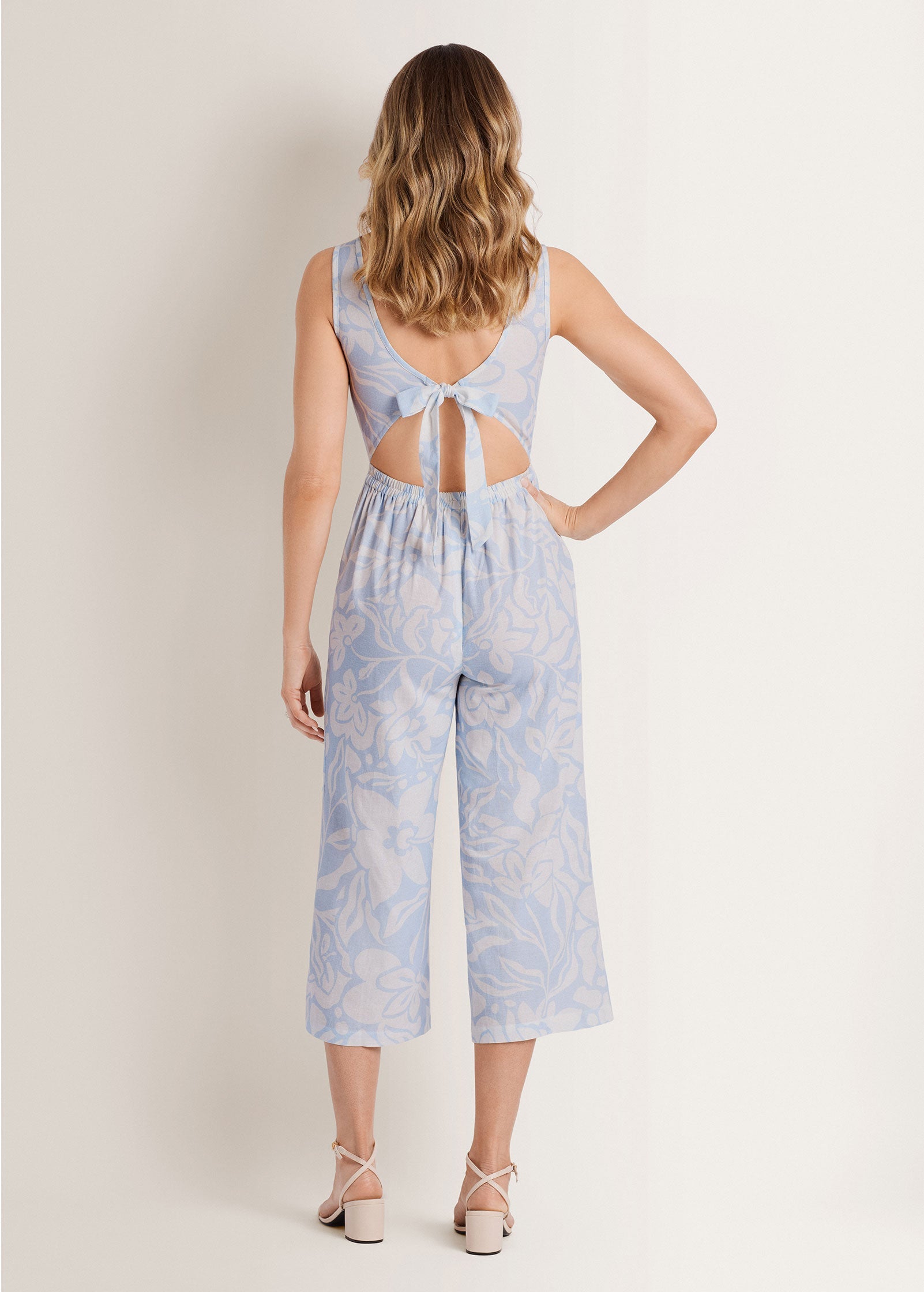Linen Jumpsuit Etched Coastal Floral | Venus Sale