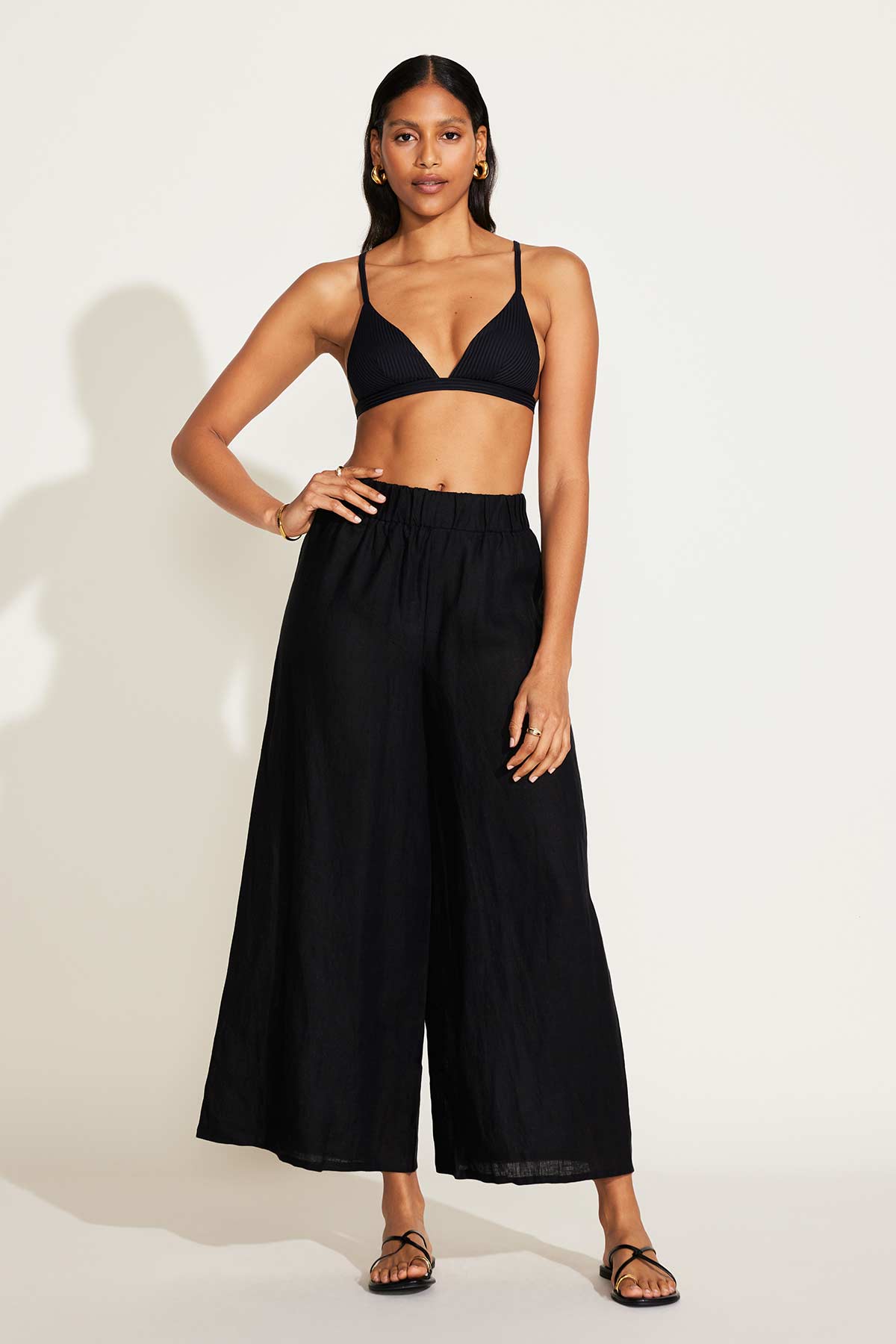 Tallows Linen Wide Leg Pant Black EcoLinen | Venus Great Deal