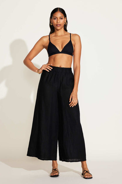 Tallows Linen Wide Leg Pant Black EcoLinen | Venus Great Deal