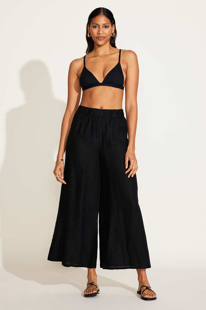 Tallows Linen Wide Leg Pant Black EcoLinen | Venus Great Deal