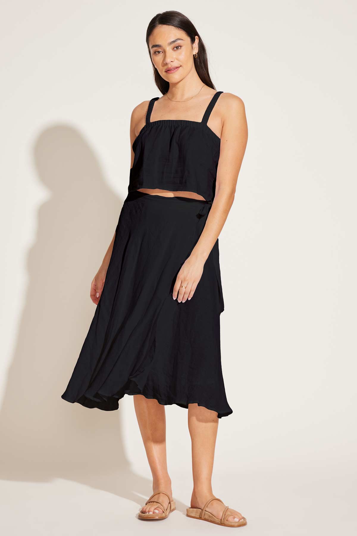 Tallows Blousy Crop Top Black EcoLinen | Venus Special Offer
