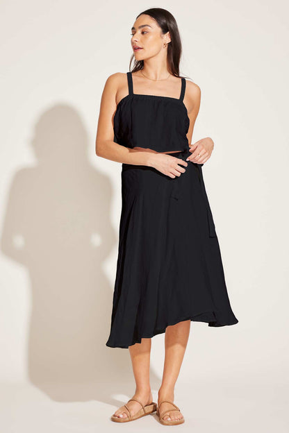 Tallows Blousy Crop Top Black EcoLinen | Venus Special Offer