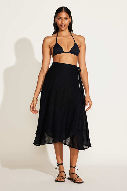 Lana Linen Wrap Skirt Black EcoLinen | Venus Best Seller