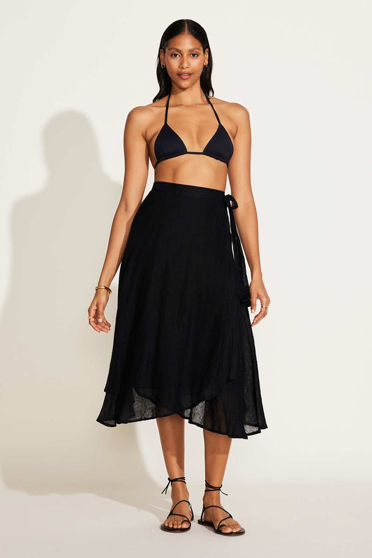 Lana Linen Wrap Skirt Black EcoLinen | Venus Best Seller