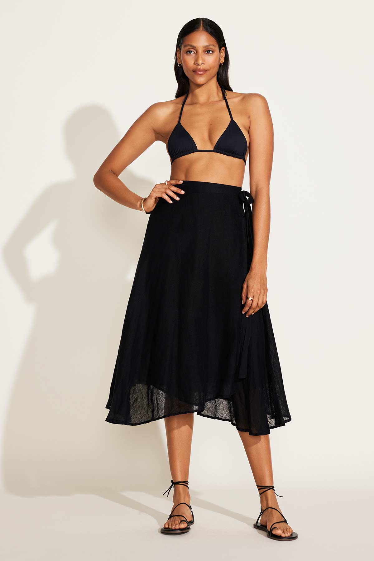 Lana Linen Wrap Skirt Black EcoLinen | Venus Best Seller