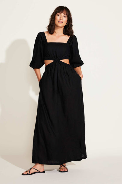 Cierra Cut Out Dress - Black EcoLinen | Venus Customer Favorite