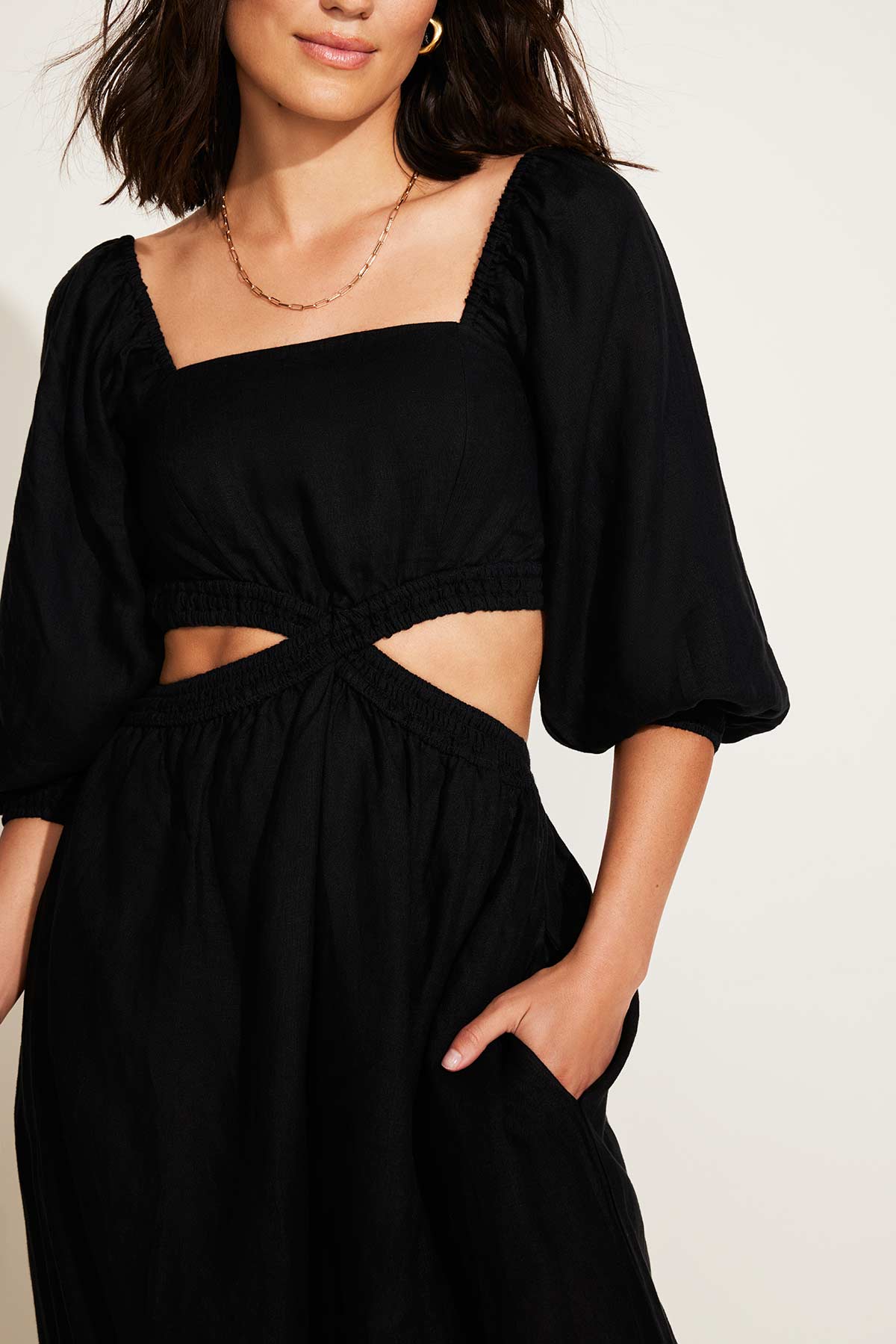Cierra Cut Out Dress - Black EcoLinen | Venus Customer Favorite