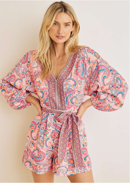 Linen Tie-Waist Romper - Venetian Paisley | Venus Limited Edition