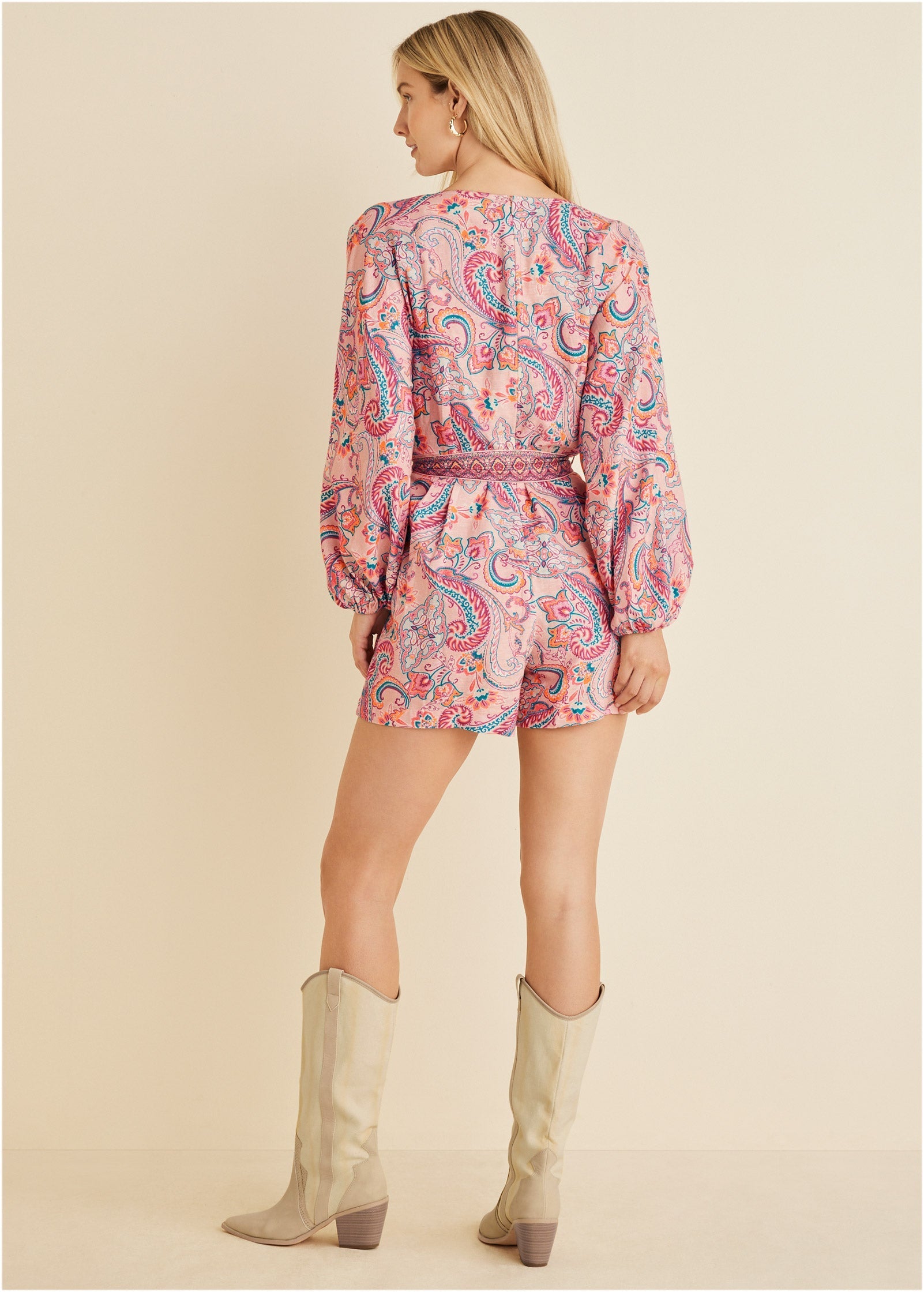 Linen Tie-Waist Romper - Venetian Paisley | Venus Limited Edition