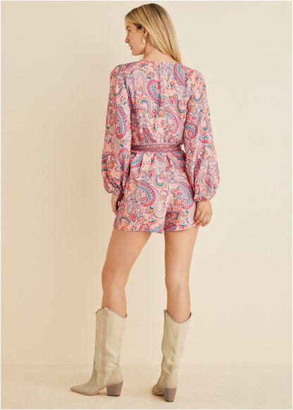 Linen Tie-Waist Romper - Venetian Paisley | Venus Limited Edition