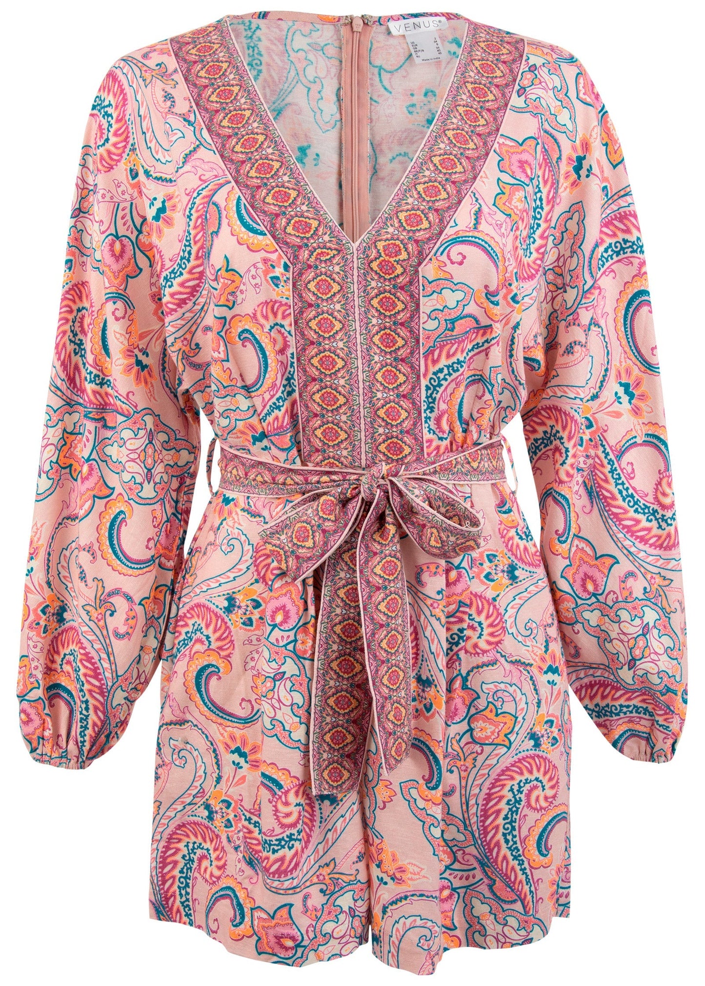 Linen Tie-Waist Romper - Venetian Paisley | Venus Limited Edition