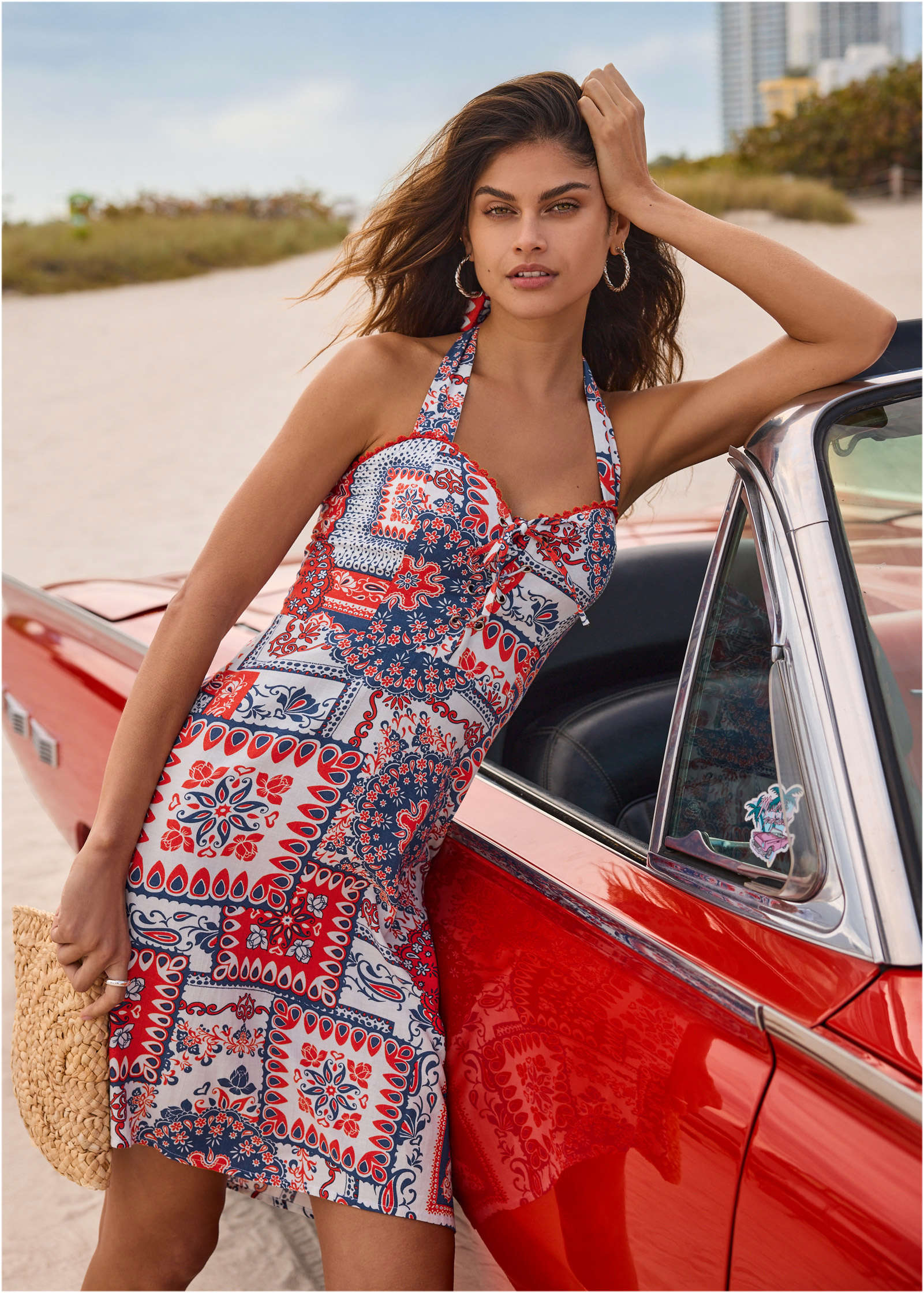 Linen Halter Dress - Heritage Bandana Medley | Venus Sale