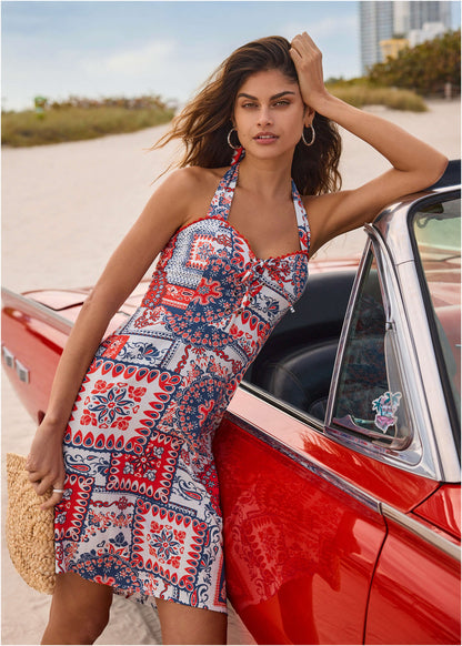 Linen Halter Dress - Heritage Bandana Medley | Venus Sale
