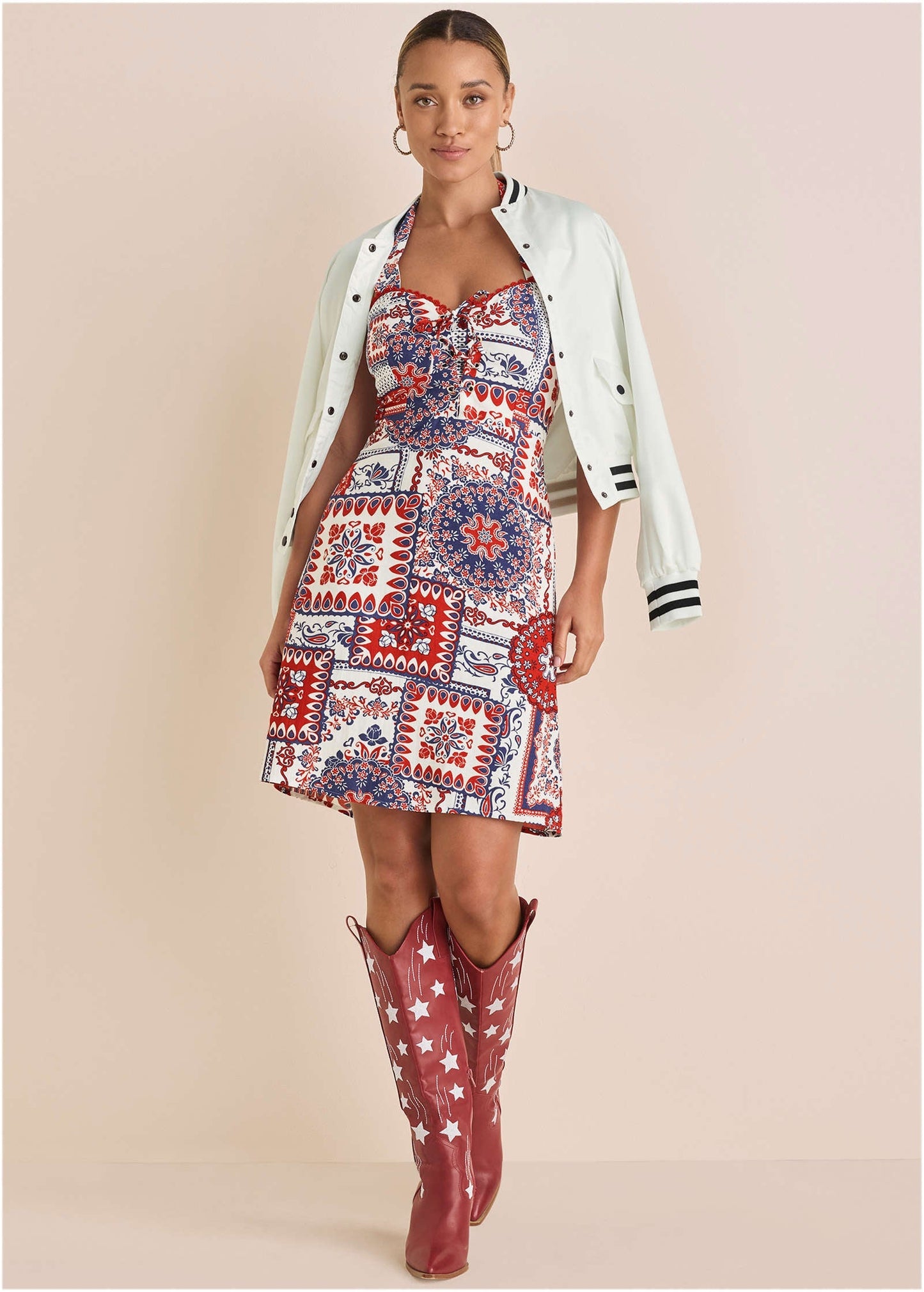 Linen Halter Dress - Heritage Bandana Medley | Venus Sale
