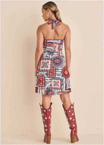 Linen Halter Dress - Heritage Bandana Medley | Venus Sale