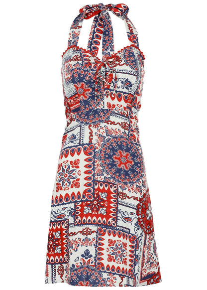 Linen Halter Dress - Heritage Bandana Medley | Venus Sale