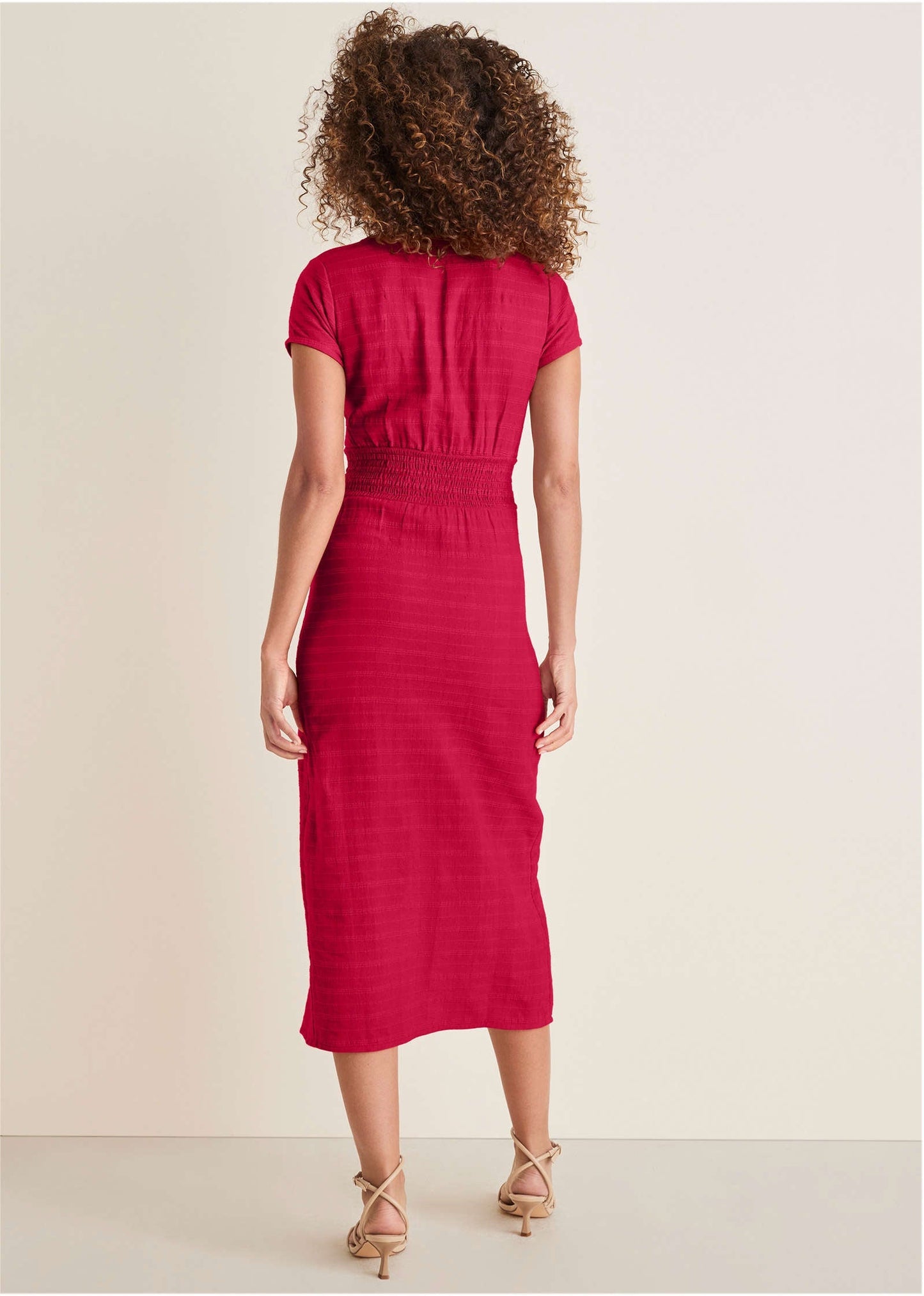 Linen Midi Dress - Barberry | Venus Affordable