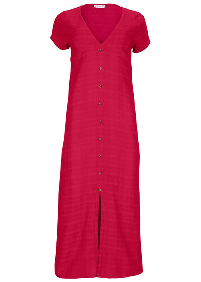 Linen Midi Dress - Barberry | Venus Affordable