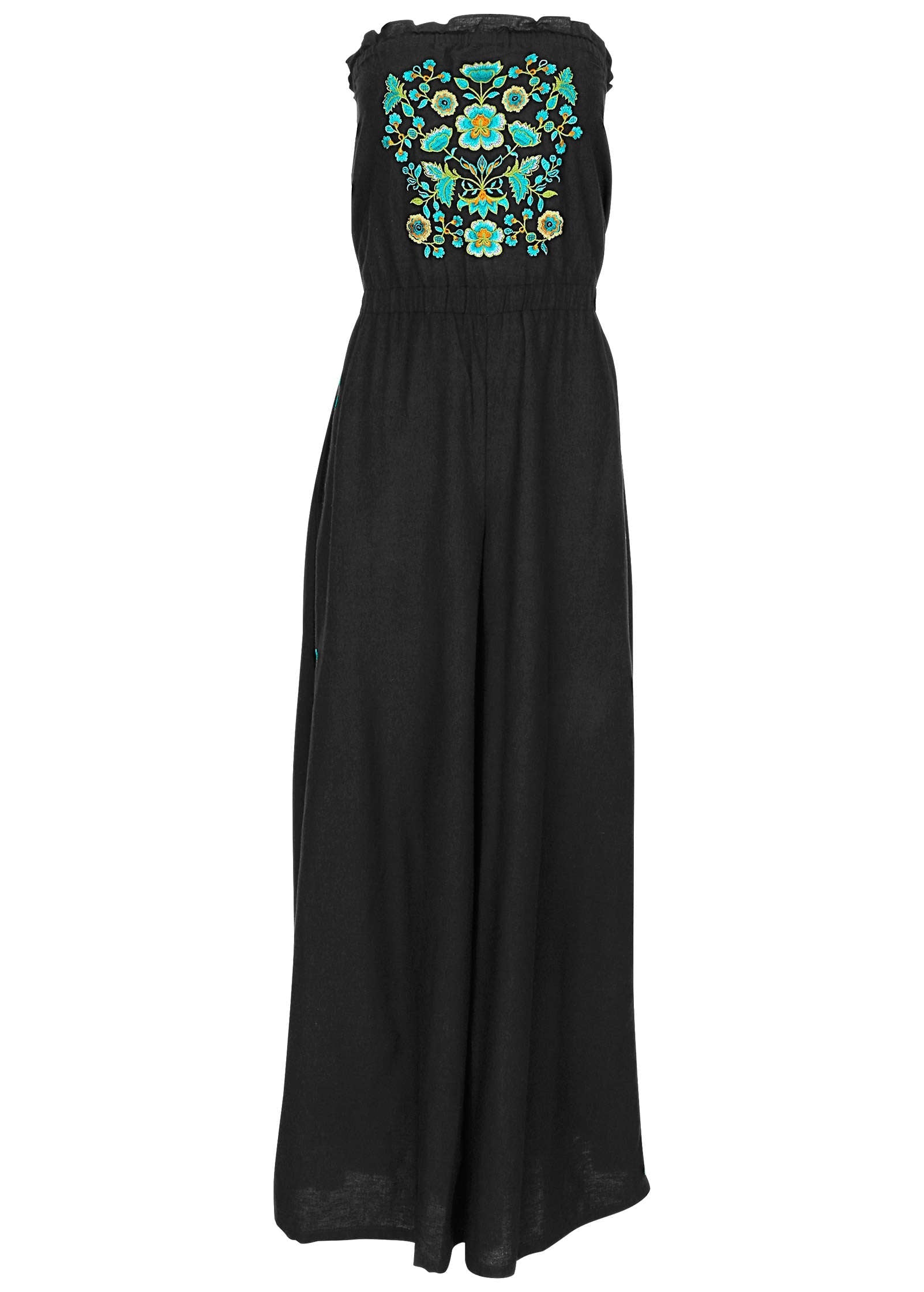 Strapless Linen Jumpsuit - Black & Blue | Venus Budget Friendly