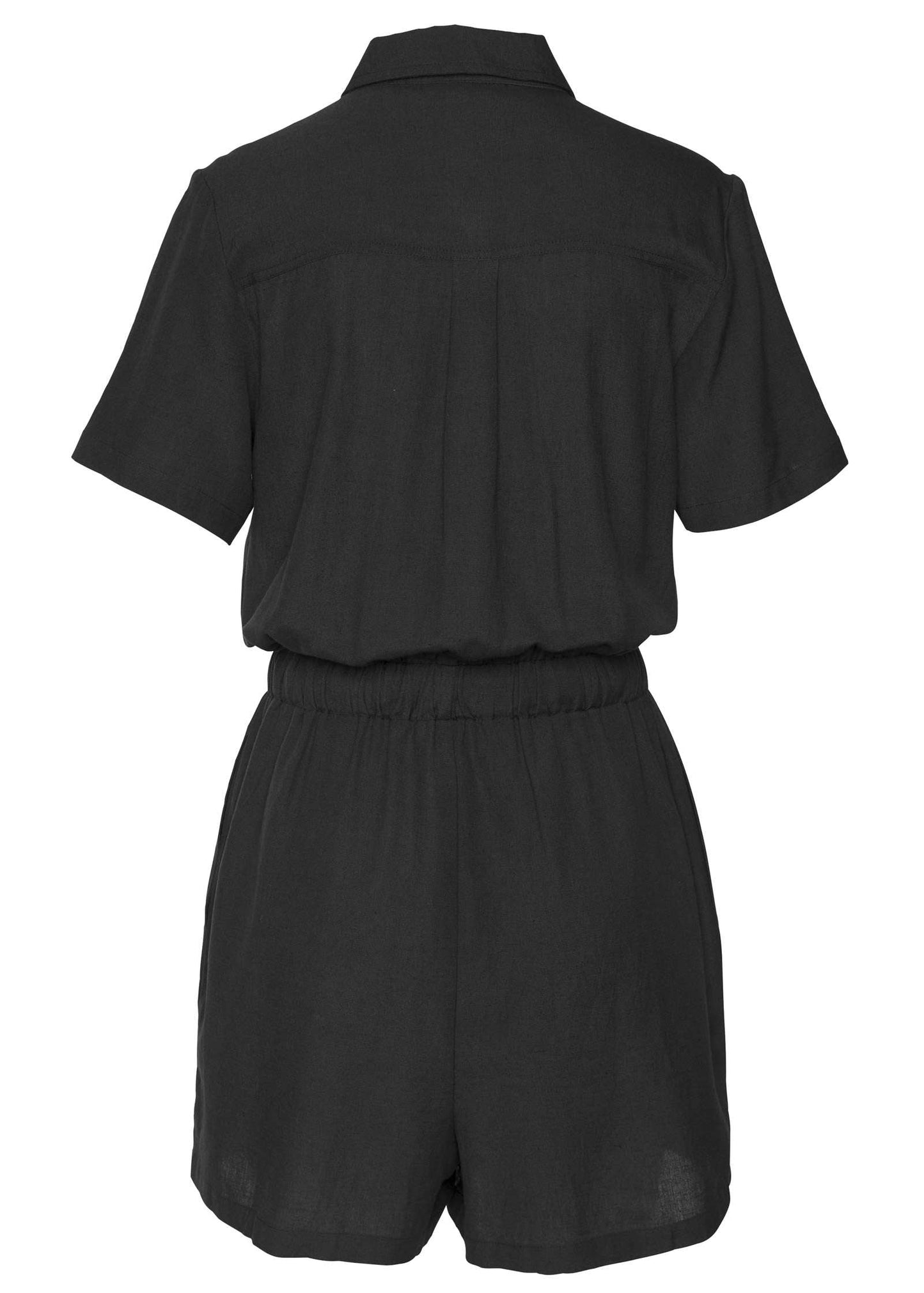 Short Sleeve Linen Romper - Black | Venus Special Offer