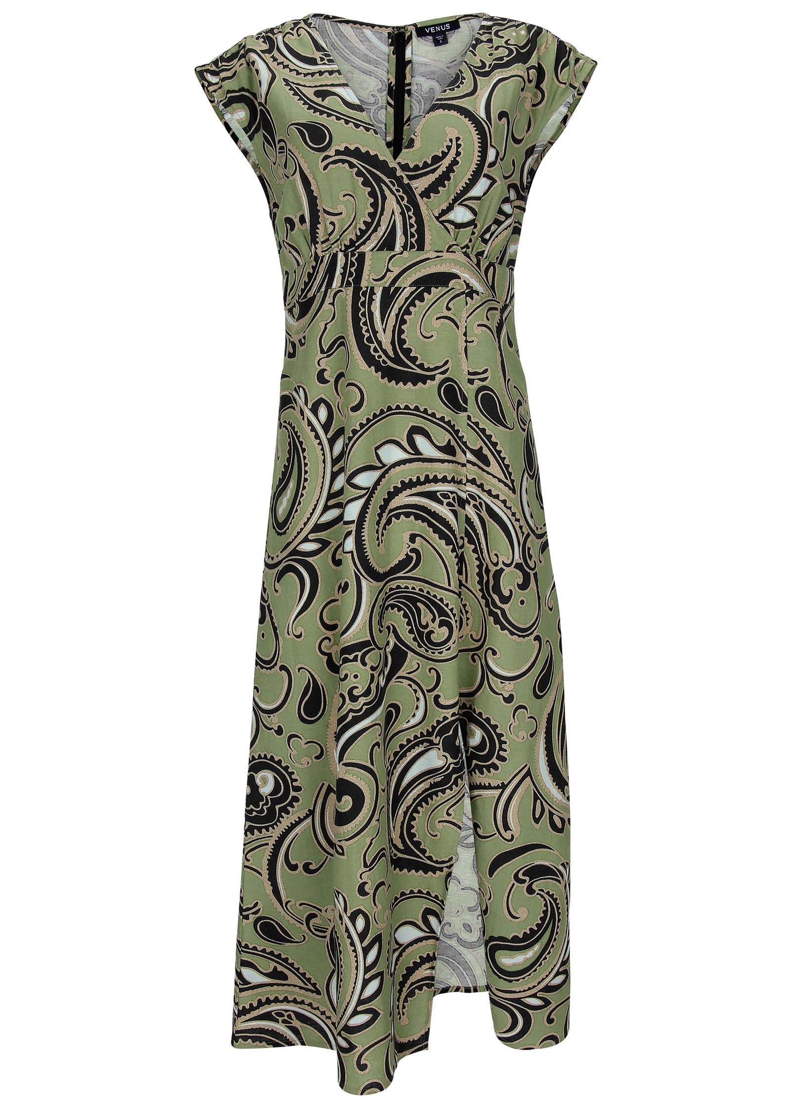Linen V-Neck Maxi Dress - Large Splendid Paisley | Venus Featured