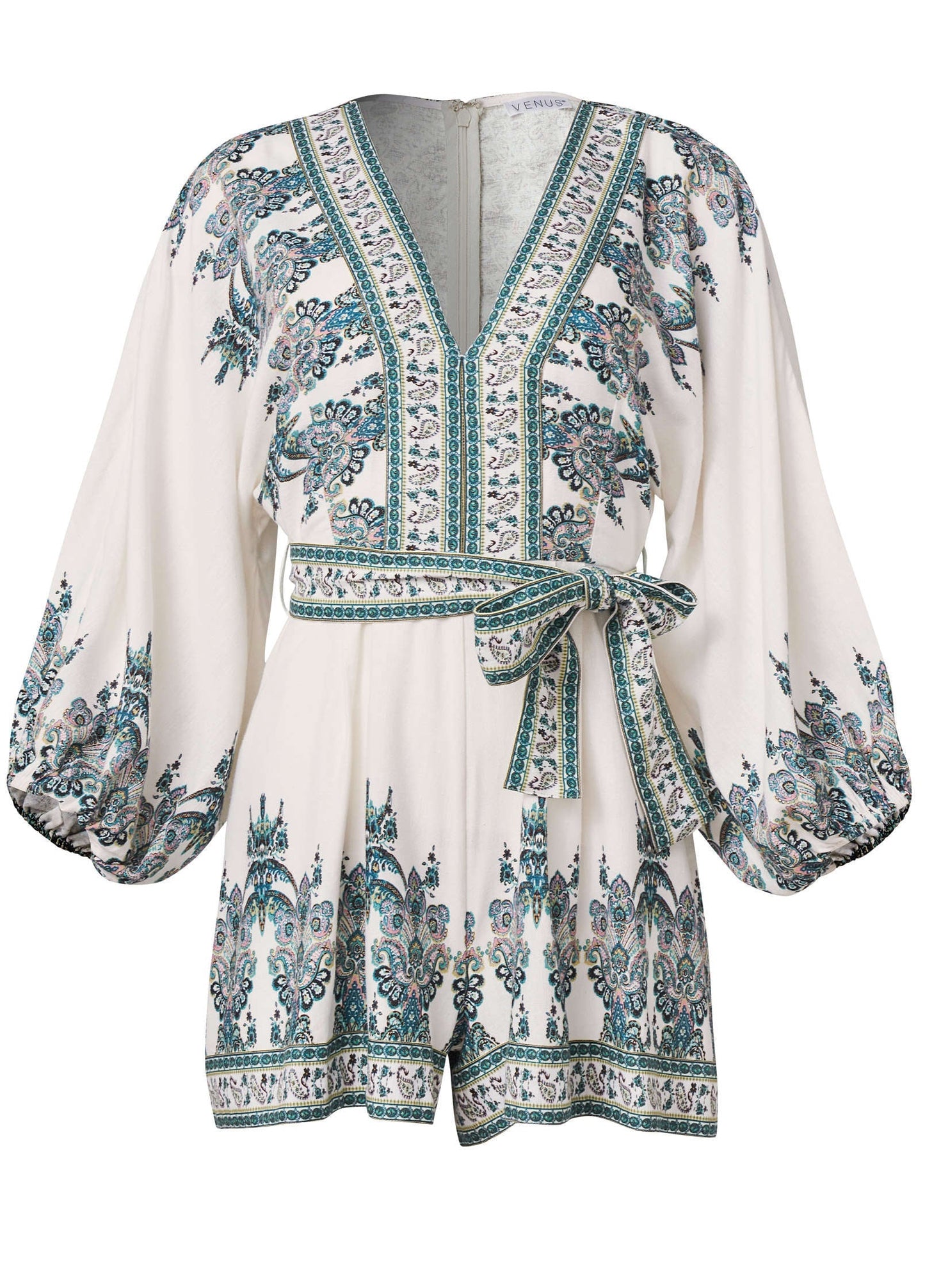 White Linen Tie Waist Romper | VENUS | Venus Best Seller