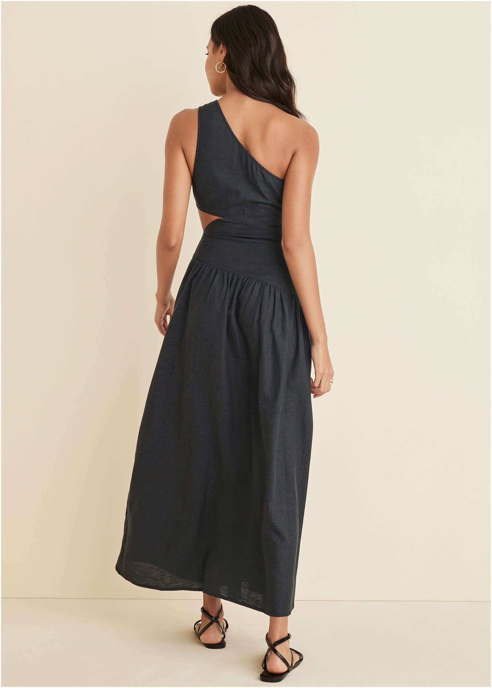 Linen Cutout Maxi Dress - Jet Black | Venus Customer Favorite