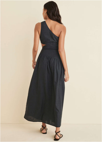 Linen Cutout Maxi Dress - Jet Black | Venus Customer Favorite