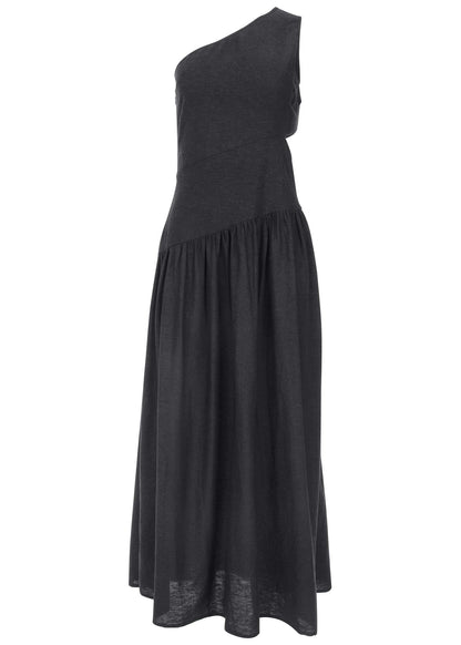 Linen Cutout Maxi Dress - Jet Black | Venus Customer Favorite