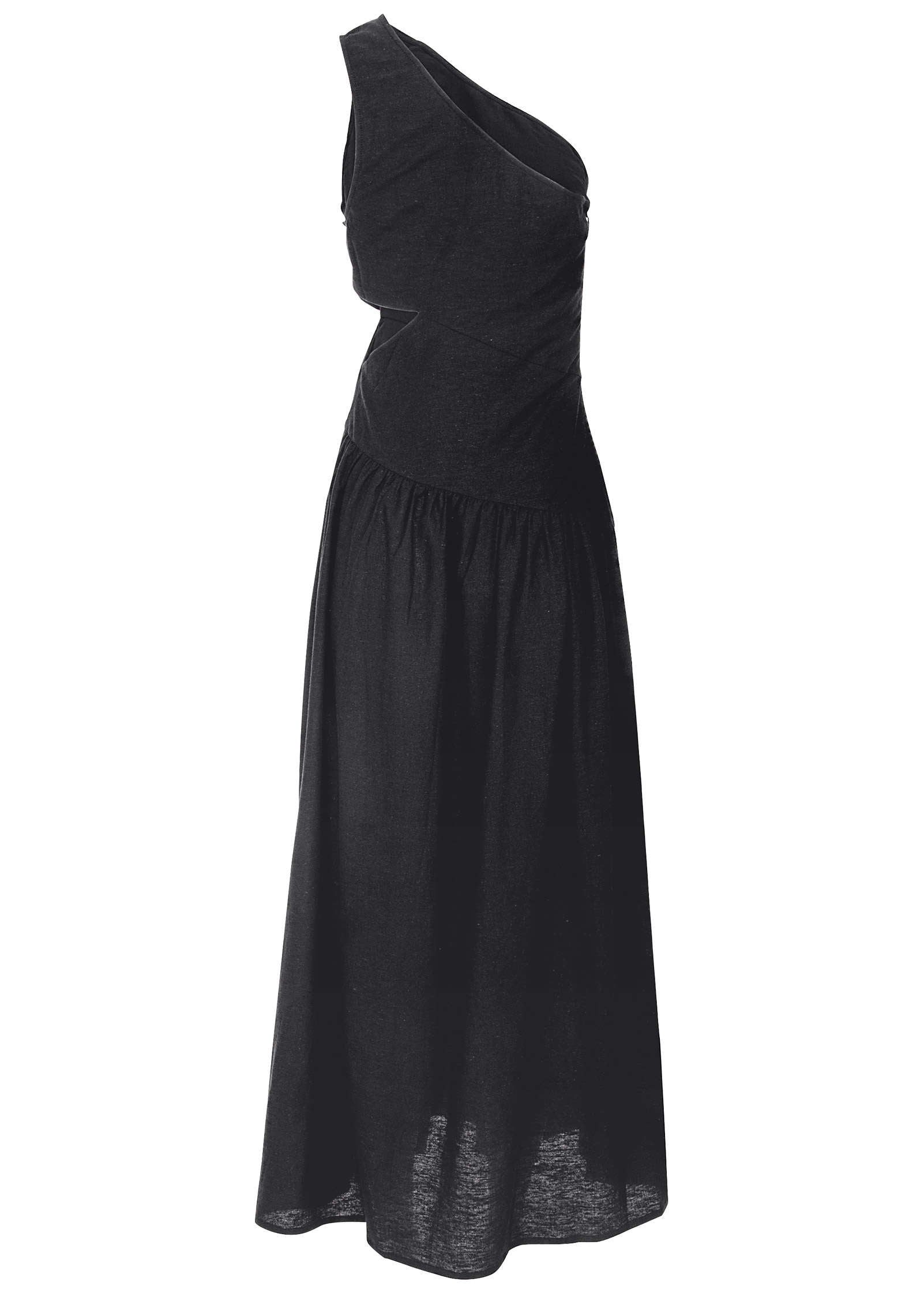 Linen Cutout Maxi Dress - Jet Black | Venus Customer Favorite