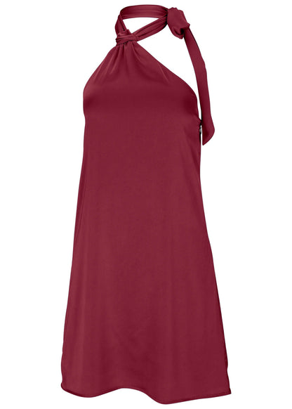 Halter Mini Dress - Dark Red | Venus Cost Saving