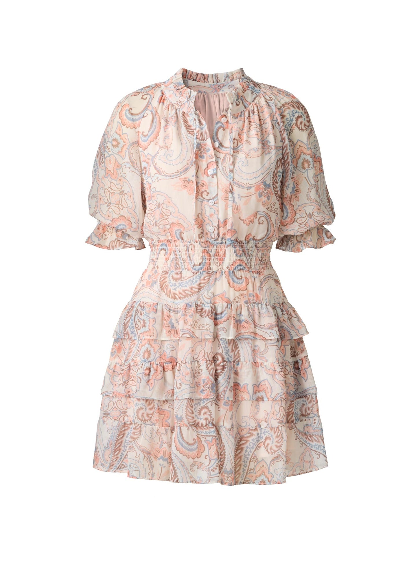 Tiered Ruffle Mini Dress Coastal Paisley | Venus Budget Friendly