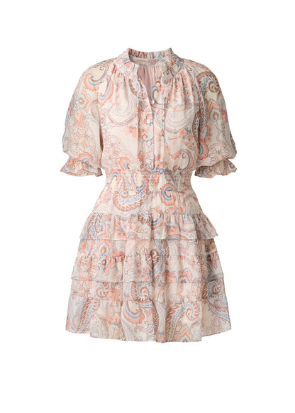 Tiered Ruffle Mini Dress Coastal Paisley | Venus Budget Friendly