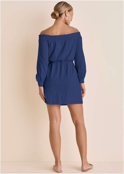 Off The Shoulder Mini Bellweather Blue | Venus Special Offer
