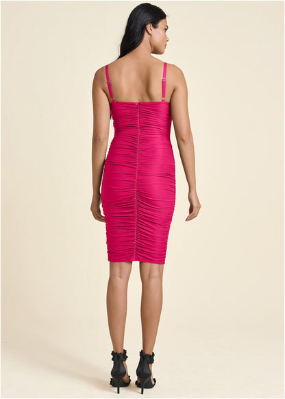 Ruched Mini Dress - Fuchsia | Venus Limited Edition