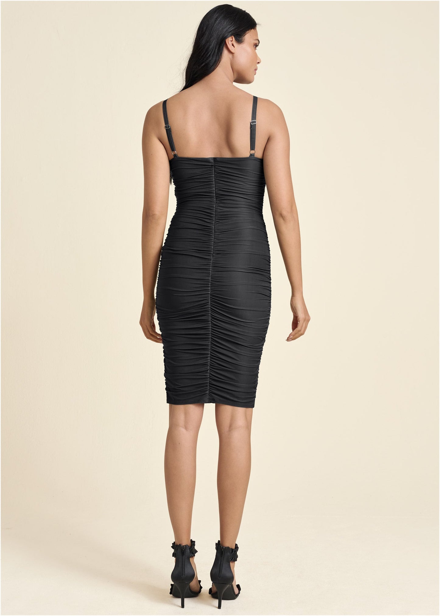 Ruched Mini Dress - Jet Black | Venus Cost Saving