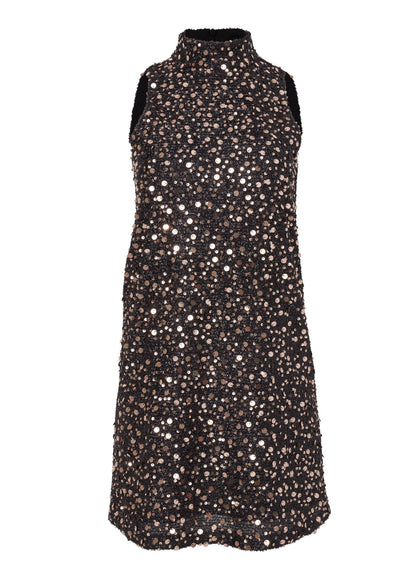 Mock Neck Black and Gold Sequin Mini Dress | Fashion | Venus Great Deal