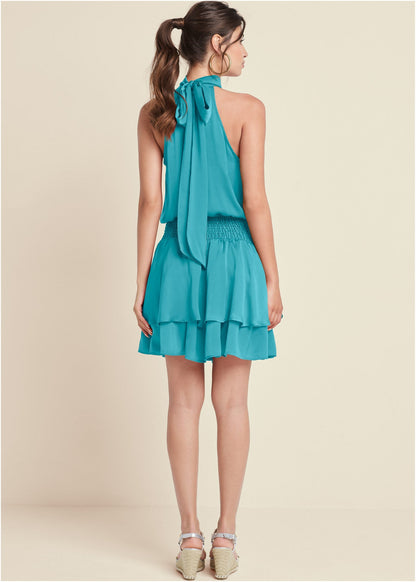 High Neck Mini Dress - Aqua | Venus Featured